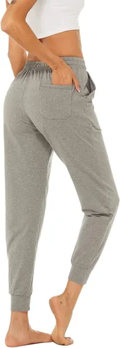 Vista 2 de AvaCostume Pantalones deportivos ligeros de algodón para mujer, pantalones deportivos de yoga, pantalones casuales con bolsillos