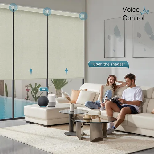 Vista 4 de Persiana enrollable motorizada, persianas inteligentes 100% opacas que funcionan con Homekit, Alexa, Google Home, control remoto, persianas