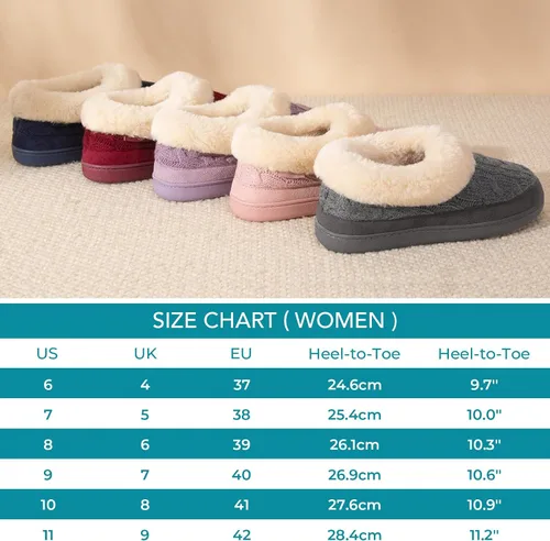 Vista 6 de HomeTop Pantuflas de casa de espuma viscoelástica de punto trenzado para mujer con cuello de felpa mullida