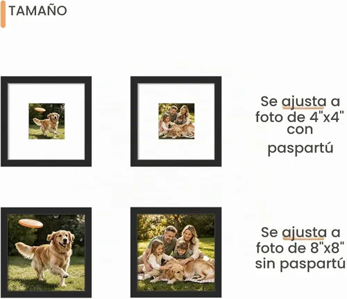 Vista 2 de upsimples Portarretratos de 8 x 8 pulgadas, marcos de pared para galería, juego de 5, color negro