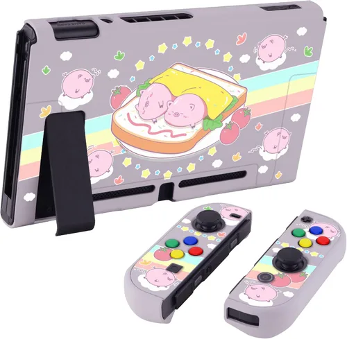 Vista 3 de PlayVital Cubierta trasera para consola Nintendo Switch, protector de controlador de mano NS Joycon carcasa dura, funda protectora acoplable