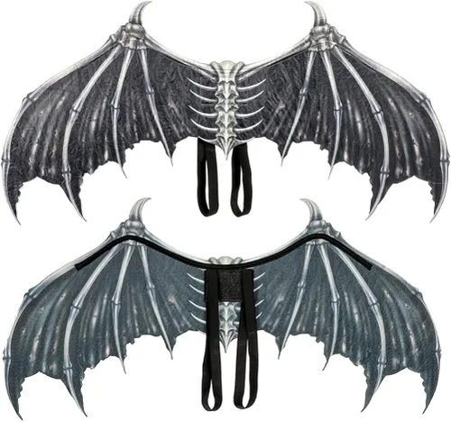 Vista 9 de Generic Alas de diablo de Halloween para cosplay, alas de hueso de diablo no tejidas, plegables para fiesta, cosplay, alas para niños y adultos