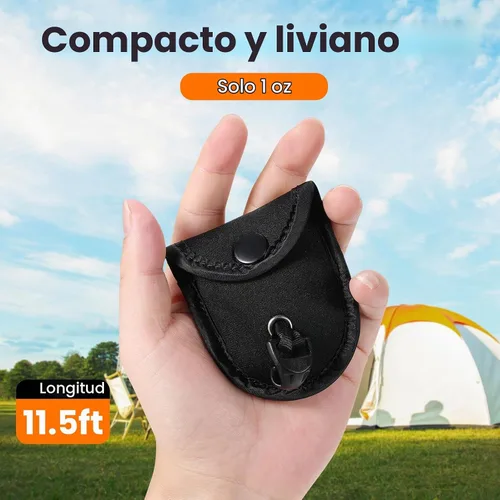 Vista 2 de Tendedero de viaje compacto ligero para camping, 24 cuentas, 11.5 pies