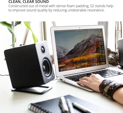 Vista 5 de Kanto S2 - Soportes de altavoz de escritorio inclinados para altavoces pequeños y monitores de estudio compactos de 2 a 3 pulgadas Soporta 6