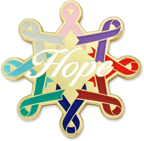 Vista 28 de PinMart Awareness - Pin de solapa esmaltado – Pin de cinta chapado en níquel y oro – Cinta de prevención y conciencia – Broche de joyería con parte