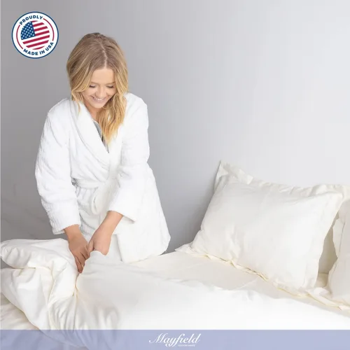 Vista 9 de Mayfield Juego de funda de edredón para cama King con fundas de almohada, fabricado en Estados Unidos, 100% algodón, juego de funda de edredón