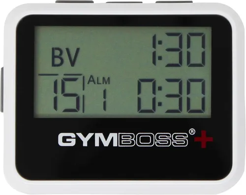 Vista 3 de Gymboss Temporizador de intervalo Plus y cronómetro - Capa dura blanca/negra Blanco / Gris