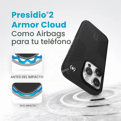 Vista 5 de Funda MagSafe Speck para iPhone 15 Pro - Protección contra caídas y de cámara, ClickLock antideslizante, compatible con carga inalámbrica, se adapta