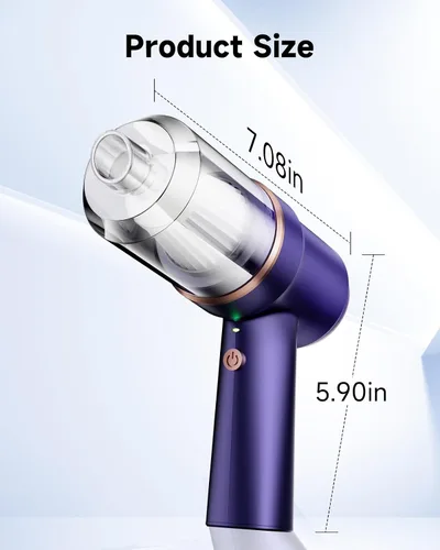 Vista 9 de Mini aspiradora inalámbrica con luz LED Aspiradora de mano de 15000 Pa recargable - Aspiradora portátil 3 en 1 potente para automóvil