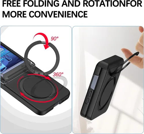 Vista 4 de Funda magnética diseñada para Samsung Galaxy Z Flip 6/5 con protección de bisagra, protector de pantalla y soporte [compatible con MagSafe], funda