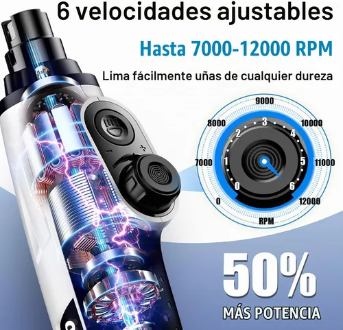 Vista 2 de Casfuy - Molinillo de uñas inteligente de 6 velocidades con luces LED Blanco