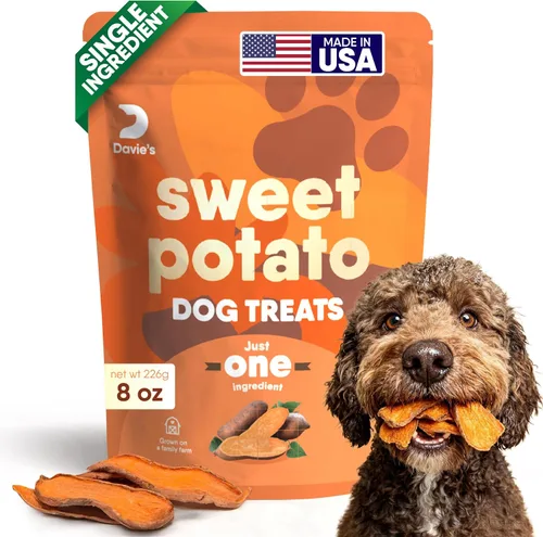 Vista 11 de Golosinas de Batata Dulce para Perros Davie's - Masticables saludables y naturales para perros, bajos en grasa, bolsa de 1 libra