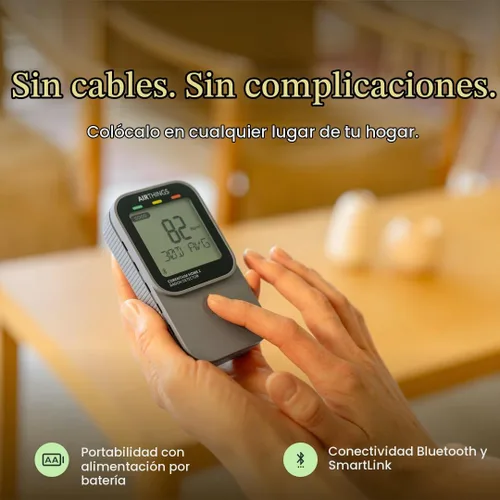 Vista 3 de Airthings 325 Corentium Home 2 Detector de radón inteligente digital portátil - Prueba de radón fácil de usar con conectividad Bluetooth y sensores