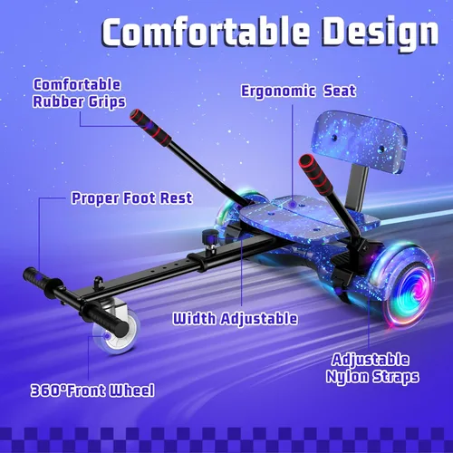 Vista 4 de Conjunto de accesorios para asiento de scooter con luces LED Corlorful, Bluetooth con longitud de marco ajustable para niños y niñas