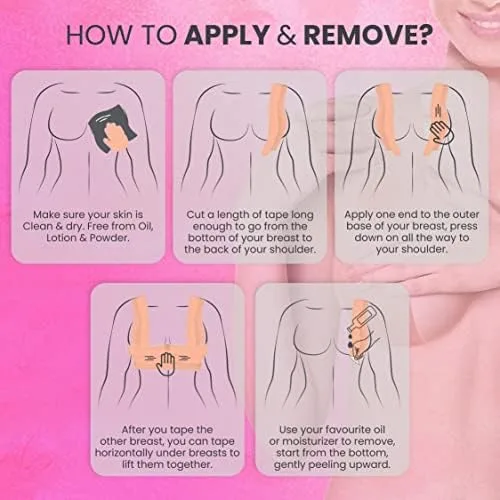 Vista 2 de Boob Tape- Boobytape For Breast Lift Sweat Proof Boobtape For Large Breasts, Boobtape & Nipple Cover In Body Tape Set(2"&3")