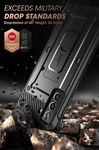 Vista 3 de SUPCASE Unicorn Beetle Pro Series - Funda diseñada para Samsung Galaxy S21 FE 5G (versión 2022), funda resistente de doble capa y función atril