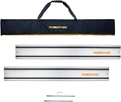 Vista 8 de Juego de unión de rieles guía POWERTEC de 110" para sierras de pista Milwaukee - Incluye 2x55" de rieles de aluminio extruido y conectores