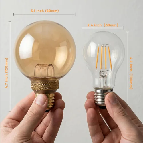 Vista 5 de Bombilla Edison regulable E26 Vintage Round LED Light Low Lumen Ámbar G80