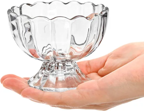 Vista 3 de Lawei Paquete de 6 cuencos de vidrio para postre, tazas pequeñas de 5 onzas para helado, mini cuencos de postre con patas para postre, helado