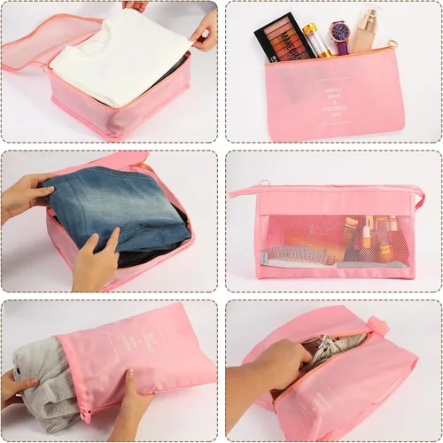 Vista 4 de Juego de 7 cubos de equipaje para maletas, bolsas organizadoras de equipaje de viaje, juego de bolsas organizadoras para equipaje de mano, artículos