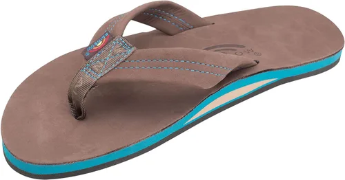 Vista 9 de Sandalias Rainbow para hombre de una sola capa de cuero Premier Cafe