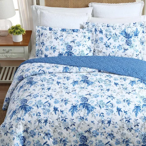 Vista 3 de Laura Ashley - Juego de edredón individual, ropa de cama reversible de algodón con funda a juego, decoración ligera del hogar para todas