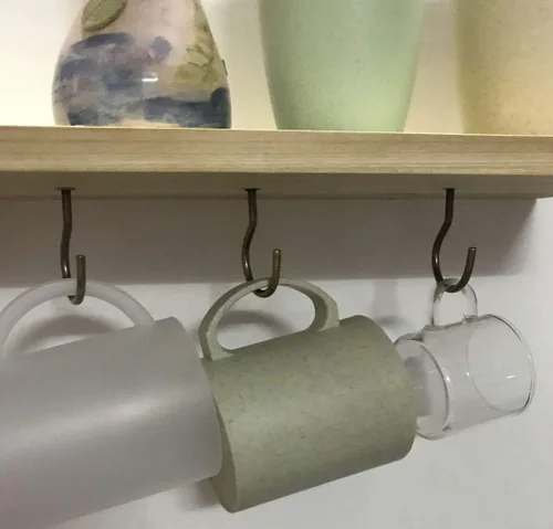 Vista 6 de Ganchos de rosca de 2 pulgadas, ganchos de techo negros para tazas, 20 ganchos de rosca, luces de Navidad y cortinas, cocina, colgador de plantas