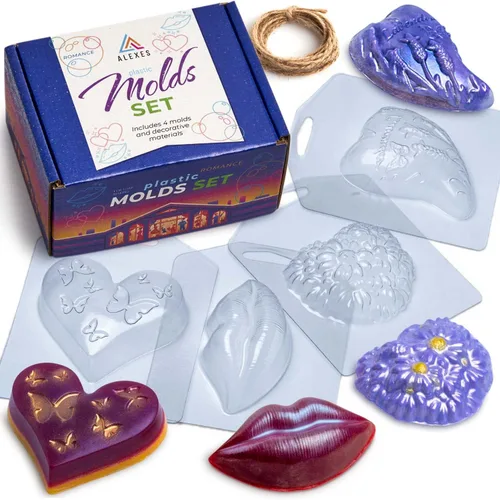 Vista 8 de Moldes de jabón para hacer jabón, juego de 4 moldes de plástico ALEXES - Molde de plástico para animales - Molde de plástico de pescado - Molde