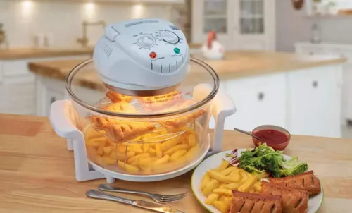 Vista 2 de Freidora de aire eléctrica, horno de convección turbo, vaporizador de horno, halógeno, ideal para papas fritas y patatas fritas