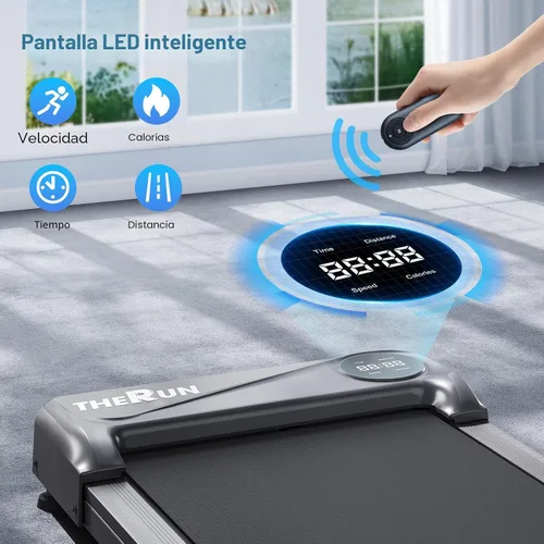 Vista 6 de THERUN Caminadora para debajo del escritorio, capacidad de peso de 265 libras, control remoto Plateado oscuro