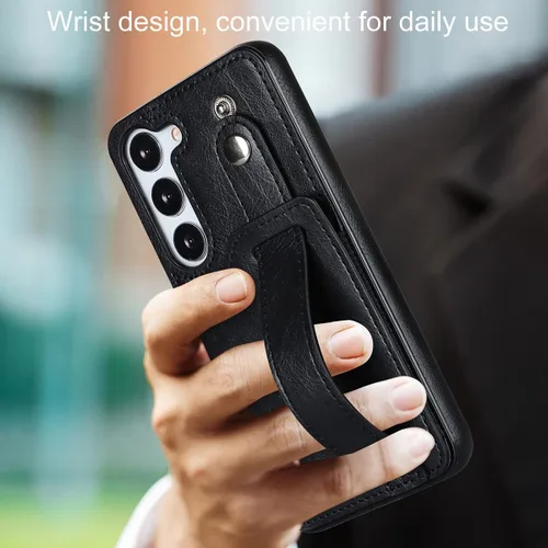 Vista 2 de Funda para teléfono Samsung Galaxy S23 5G con protector de pantalla ajustable para muñeca, soporte para tarjeta de crédito, delgada, a prueba