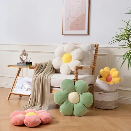 Vista 2 de Almohada de flores, almohadas azules, lindas margaritas, cojín decorativo para el hogar, para cama, sofá, sofá