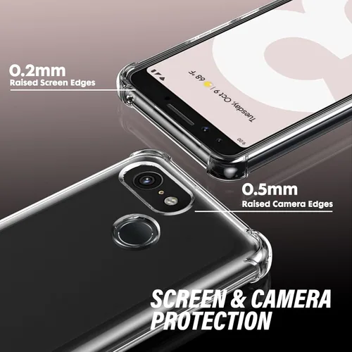Vista 2 de Funda para teléfono Google Pixel 3, con 1 protector de pantalla, TPU a prueba de golpes de silicona a prueba de golpes para Google Pixel 3