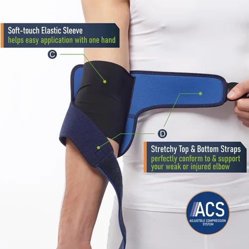 Vista 4 de Comforband - Codera ajustable para el codo – Soporte específico para codo de tenista, codo de golfista, tendinitis, artritis, bursitis, esguinces