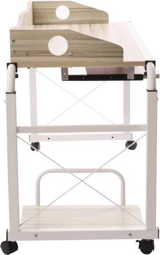 Vista 4 de Escritorio de cama Burlywood ajustable en altura, mesa multifuncional móvil, escritorio de computadora elástica para dormitorio, comedor, sala