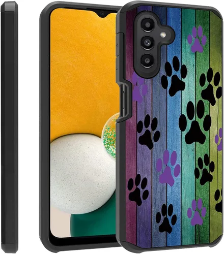 Vista 27 de Funda para teléfono Galaxy A14 5G, resistente 2 en 1 de doble capa híbrida de policarbonato duro y silicona suave a prueba de golpes, funda de Retro