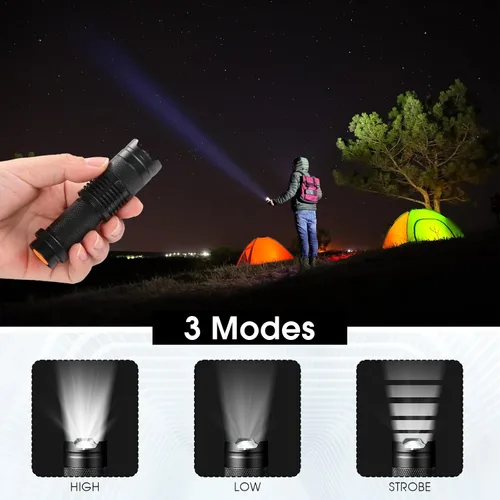 Vista 4 de Fumete 20 Piezas Linterna LED Mini 3 Modos Antorcha Táctica Pequeña Resistente al Agua Linterna de Bolsillo con Enfoque Ajustable Linterna Tipo