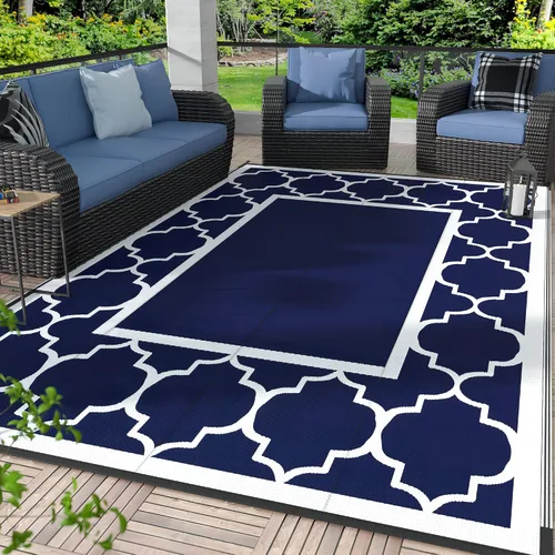 Vista 9 de GENIMO - Alfombra para exteriores de 8 x 10 pies, para patio, espacios amplios, impermeable, de pajillas de plástico, alfombra reversible