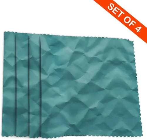 Vista 4 de Rectangular Placemats Set of 4, Heat Resistant Origami Fold Printed Kitchen Dining Table Mats