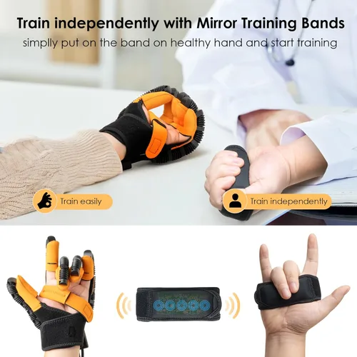 Vista 4 de Guantes robot de rehabilitación, equipo robótico de terapia de accidente cerebrovascular para adultos, dispositivo robótico de recuperación de Negro