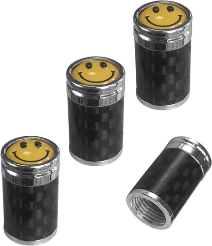 Vista 9 de Ziciner 4 piezas de cubiertas de tapones de válvula de neumático, tornillos de tapa de aire de vástago de válvula de rueda de carbono para llantas