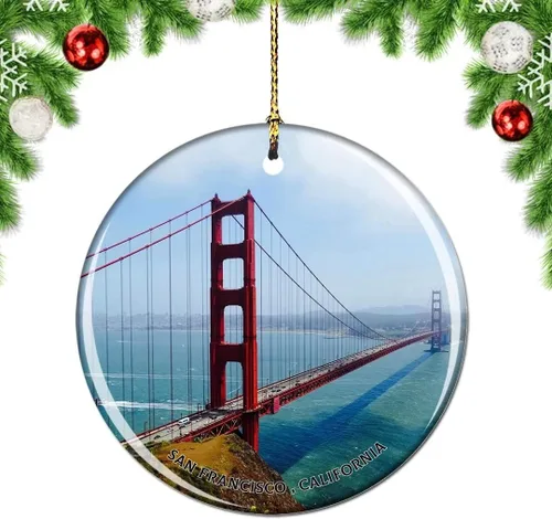 Vista 36 de California San Francisco 16 Avenue Tiled Steps USA Christmas Tree Ornamento Decoración Colgante Colgante Decoración Ciudad Viaje Souvenir Colección