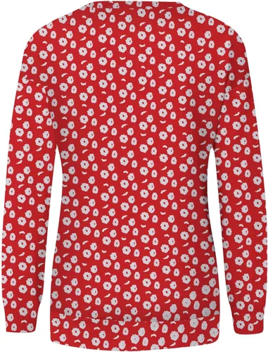 Vista 4 de Sudadera para mujer, de manga larga, con estampado, cuello redondo, casual, holgada, ligera, sin botones