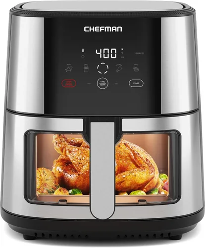 Vista 8 de Chefman TurboFry Touch - Freidora de aire táctil, tamaño familiar grande de 5 cuartos de galón, preajustes de control digital con un toque, papas