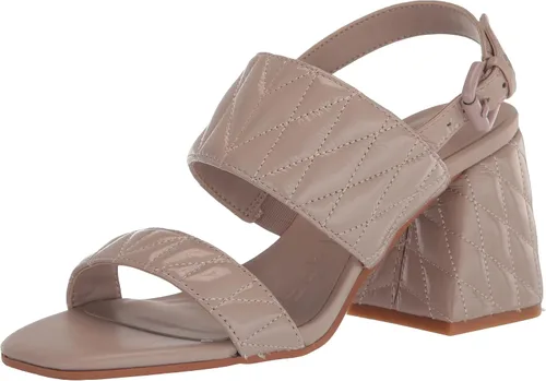 Vista 9 de Karl Lagerfeld Paris womens Sarina Quilted Open Toe Leather Heeled Sandal negro acolchado