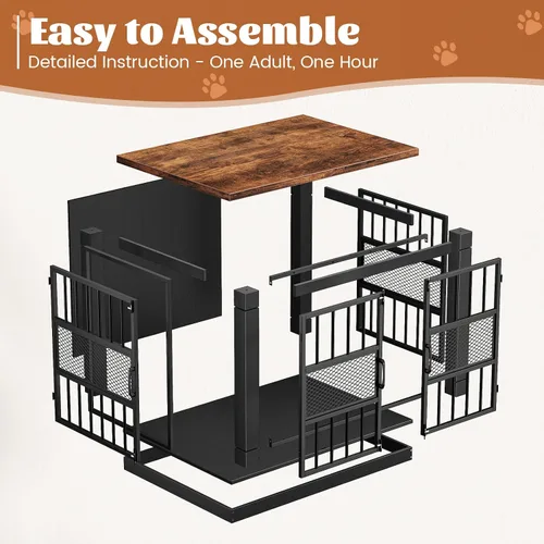 Vista 6 de VOPEAK Mueble de jaula para perros de 27.5", jaula para perros resistente a mordiscos para perros pequeños y cachorros, jaulas para perros