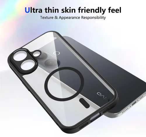Vista 301 de Funda magnética transparente compatible con Xiaomi 17T, color negro 2 en 1 PC + TPU cubierta de teléfono a prueba de golpes, carcasa protectora