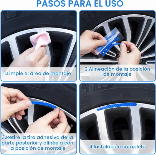 Vista 4 de OIIKI 80 calcomanías reflectantes para llantas de automóvil, 4