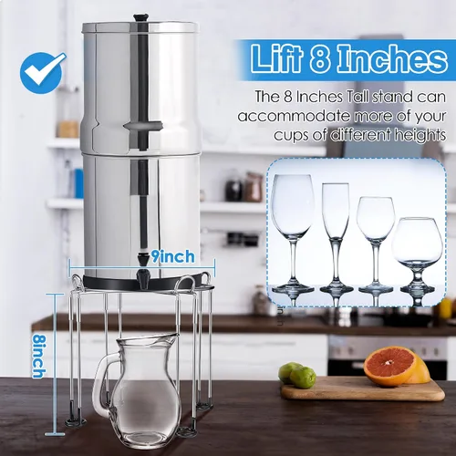 Vista 2 de Dreyoo Soporte de filtro de agua de 8 pulgadas de alto por 9 pulgadas de ancho compatible con el sistema de filtro de agua Berkey, soporte de acero