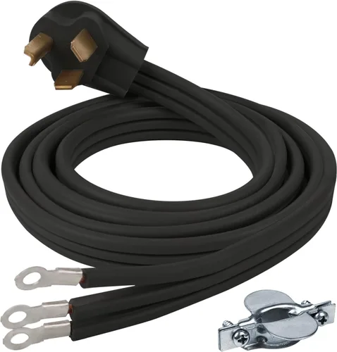Vista 8 de Cable de secado de 3 puntas, 4 pies SRDT 10/3, cable de alimentación de extensión de electrodomésticos de 30 amperios, NEMA 10-30, negro